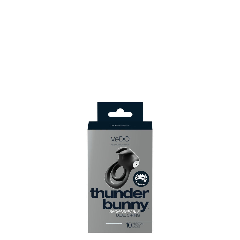 VeDO Thunder Bunny Rechargeable Dual Ring with Vibrations - Black Pearl