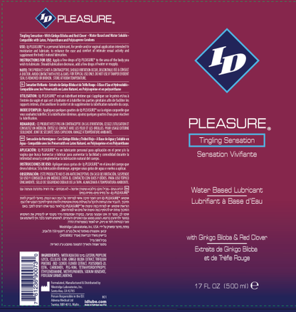I.D. Lubricants ID Pleasure Water-Based Lubricant 17 Fl Oz - Clear