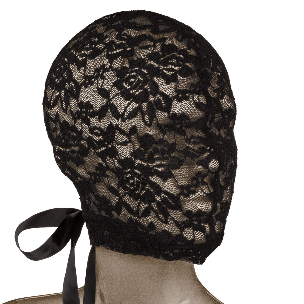 CalExotics Scandal Corset Lace Hood - Black Full-Face Lace Mask