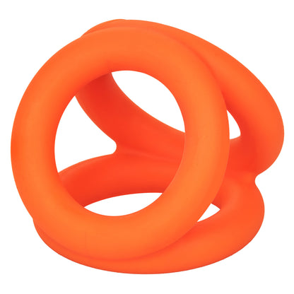 CalExotics Alpha Liquid Silicone Tri-Ring - Orange - Triple Ring Cock and Scrotum Enhancer