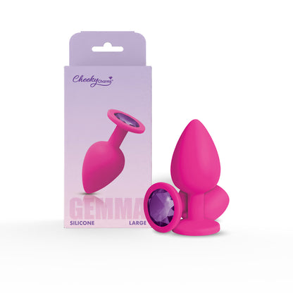 Gemma Purple Gem Pink Silicone Plug - Large - Tapered Teardrop Shaped with Flared Base