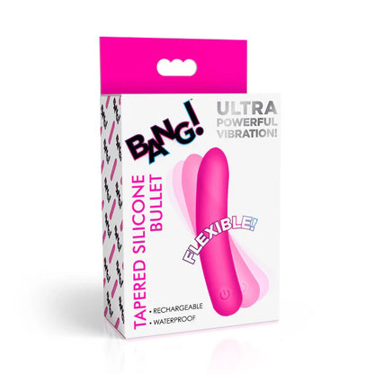 XR Brands Tapered Flexible Silicone Bullet - Pink - Rechargeable and Waterproof