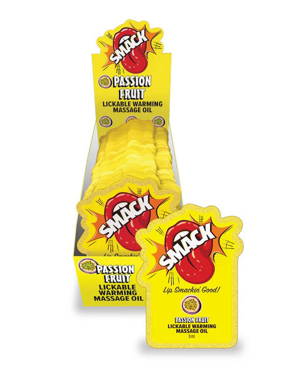 Little Genie Smack Warming Lickable Massage Oil – Passion Fruit – 3ml Pouch Display