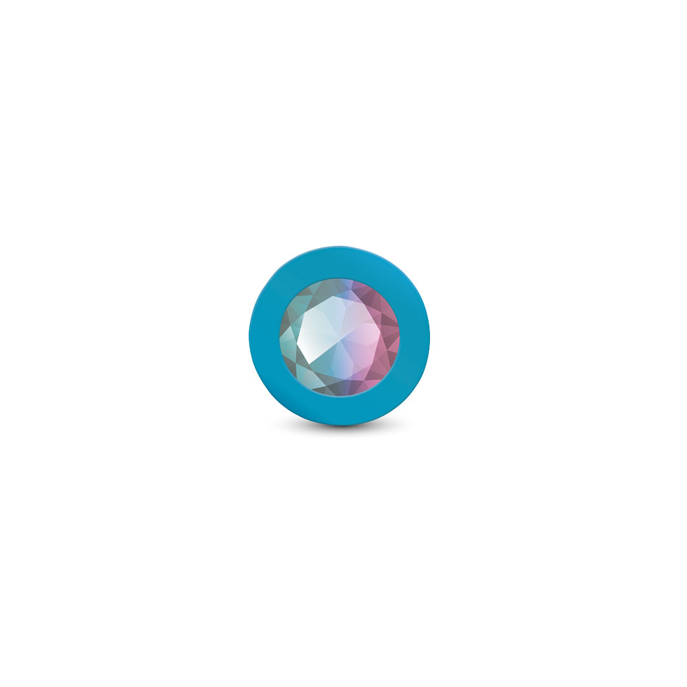 Gemma Teal Silicone Anal Plug with Clear Iridescent Gemstone – Large