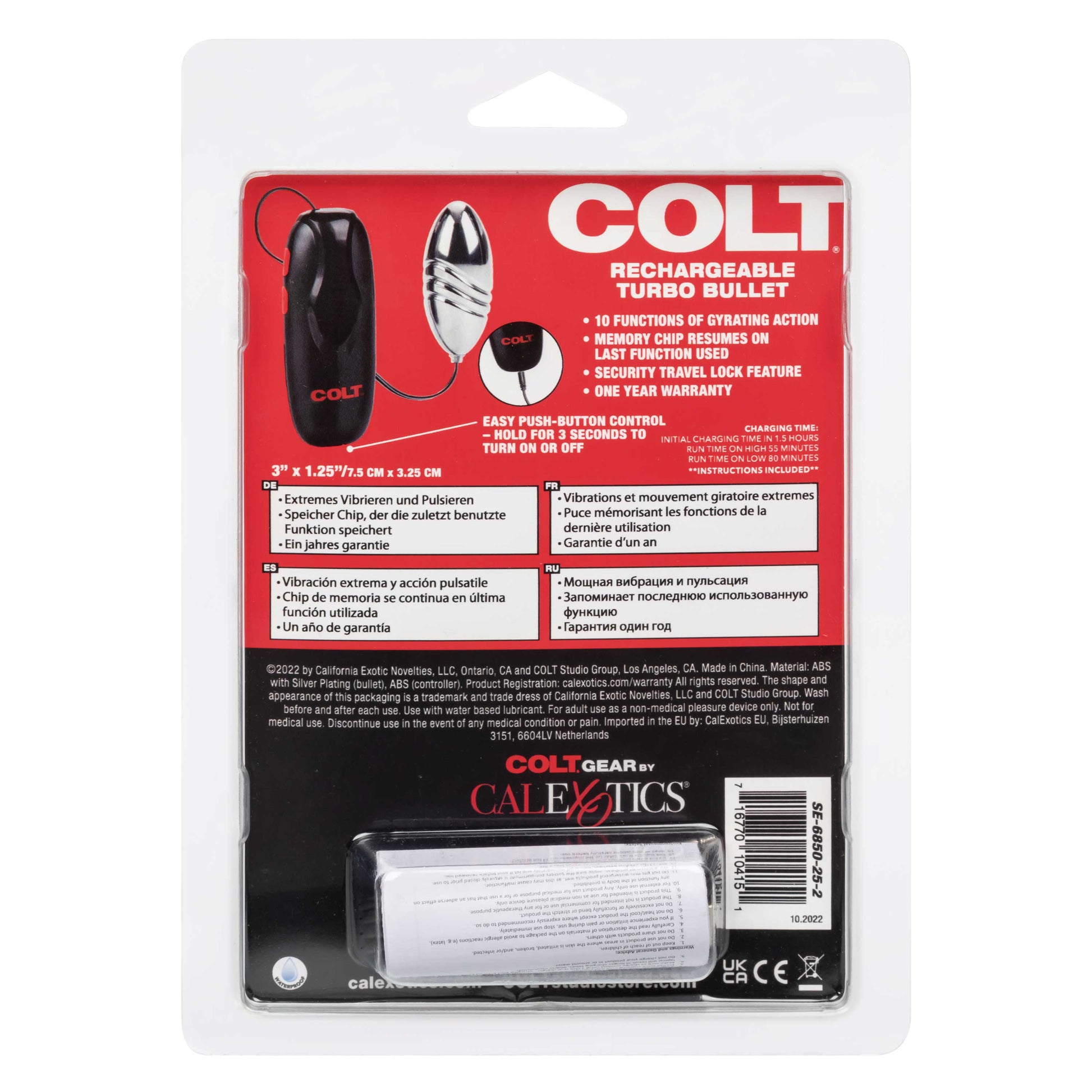 Colt Rechargeable Turbo Bullet - Silver - 10-Function Gyrating Bullet