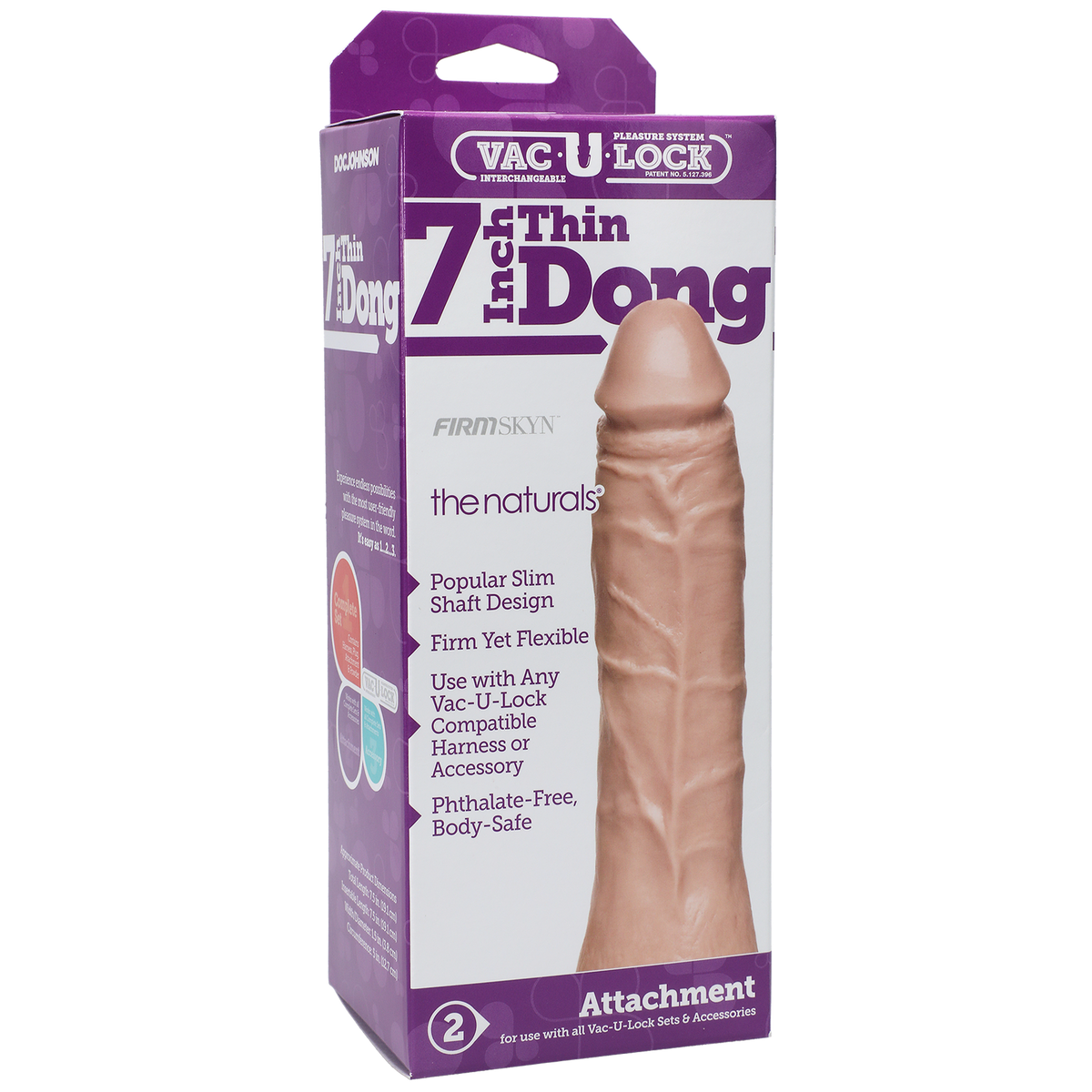 Doc Johnson Vac-U-Lock 7 Inch Thin Dong - Realistic Beige