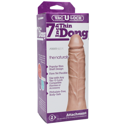 Doc Johnson Vac-U-Lock 7 Inch Thin Dong - Realistic Beige