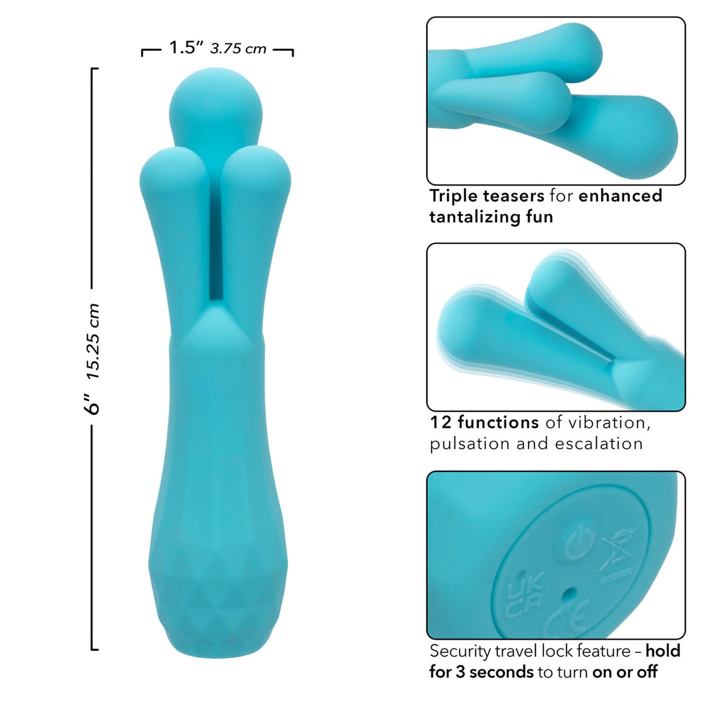 CalExotics Gia Triple Teaser Vibrator with 12 Functions – Blue