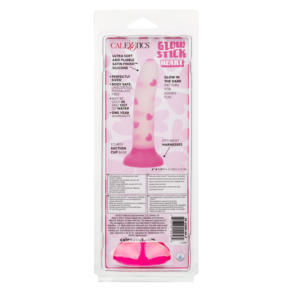 CalExotics Glow Stick Heart - Pink Silicone Toy with Glow-in-the-Dark Feature
