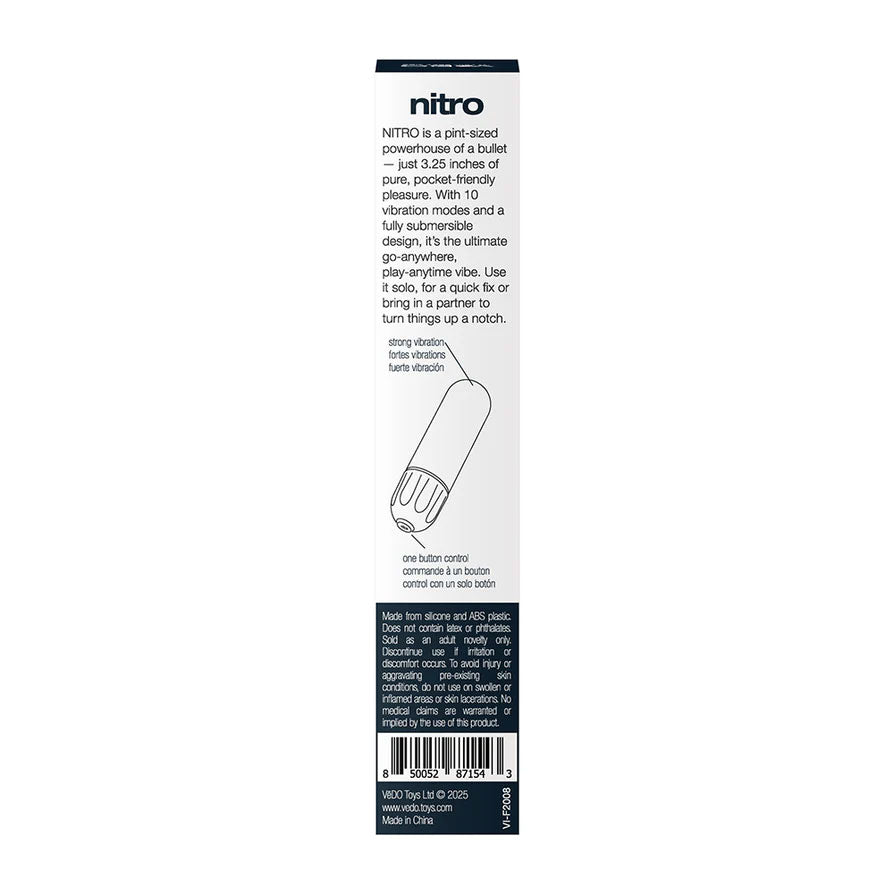 VeDO Nitro Rechargeable Bullet - Waterproof Vibrating Bullet - Black