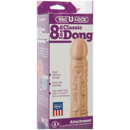 Doc Johnson Vac-U-Lock 8 Inch Classic Dong – White
