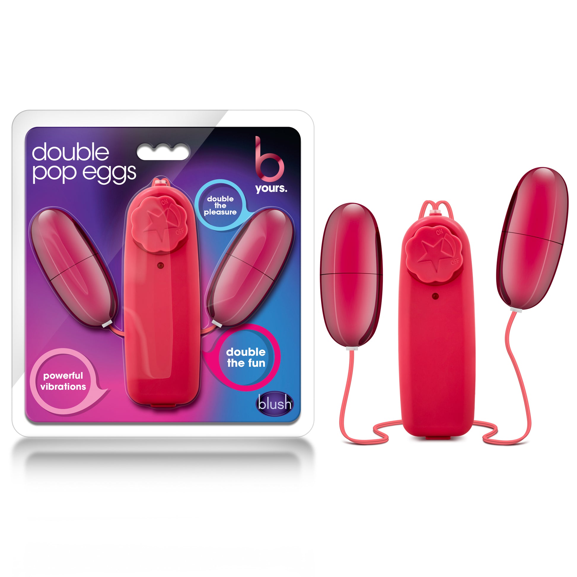 Blush B Yours Double Pop Eggs - Multi-Speed Vibrating Eggs - Cerise