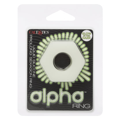 CalExotics Alpha Glow-in-the-Dark Liquid Silicone Prolong Sexagon Ring – White