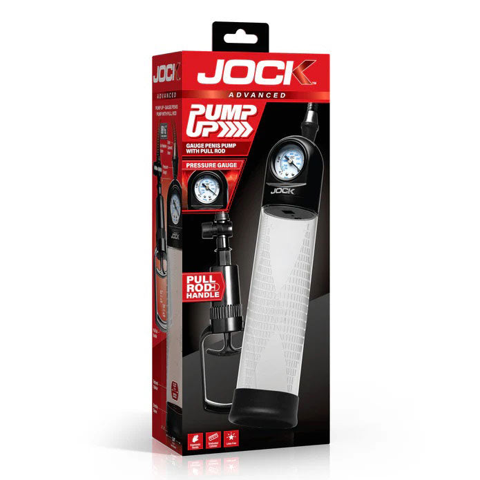 Curve Toys Pump Up Gauge Penis Pump with Pull Rod – Clear
