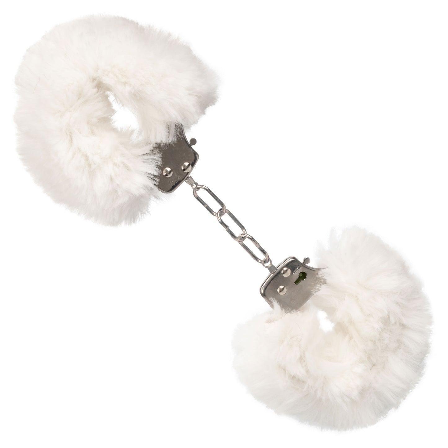 CalExotics Ultra Fluffy Furry Cuffs - Lockable Metal Handcuffs with Faux Fur - White