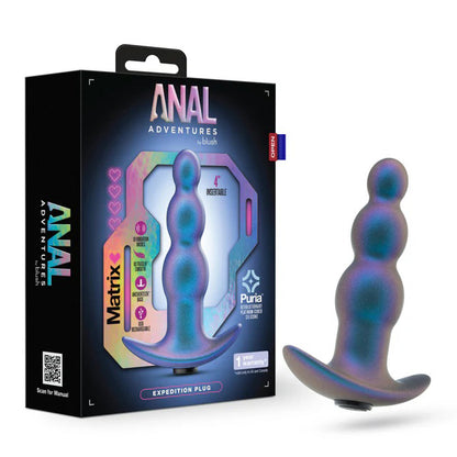 Blush Anal Adventures Matrix Expedition Plug - 10 Vibrating Functions - Lunar Blue