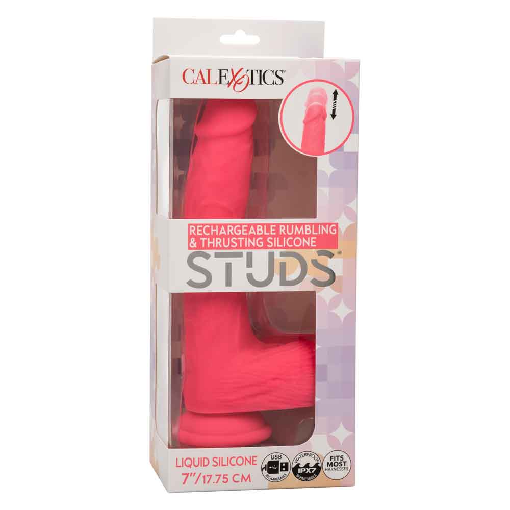 CalExotics Rechargeable Rumbling and Thrusting Silicone Stud - Pink