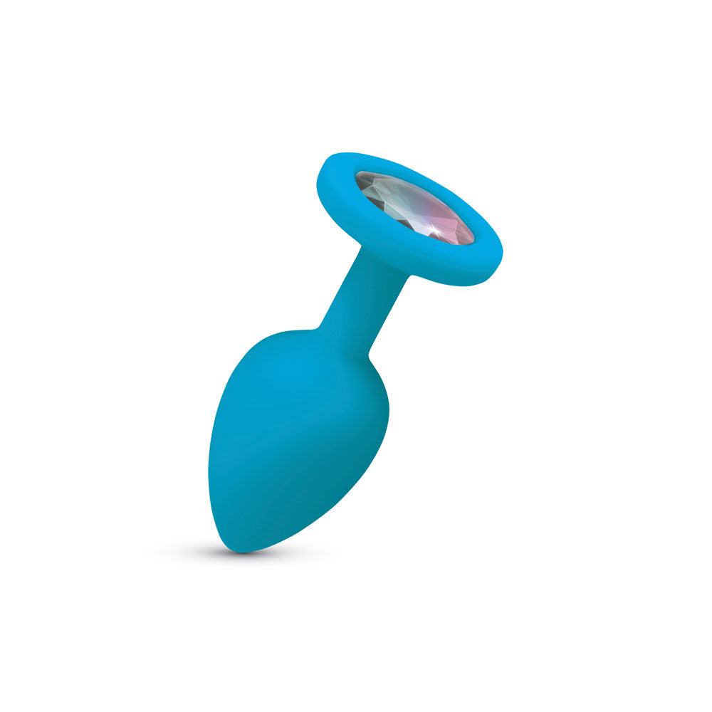 Gemma Clear Iridescent Gem Teal Silicone Anal Plug - Small