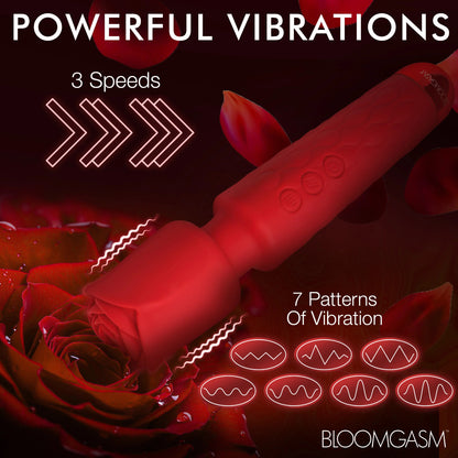 Pleasure Rose 10x Silicone Wand with Rose Attachment – Red