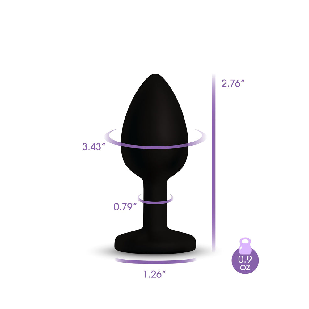 Gemma Pink Gem Black Silicone Anal Plug - Small