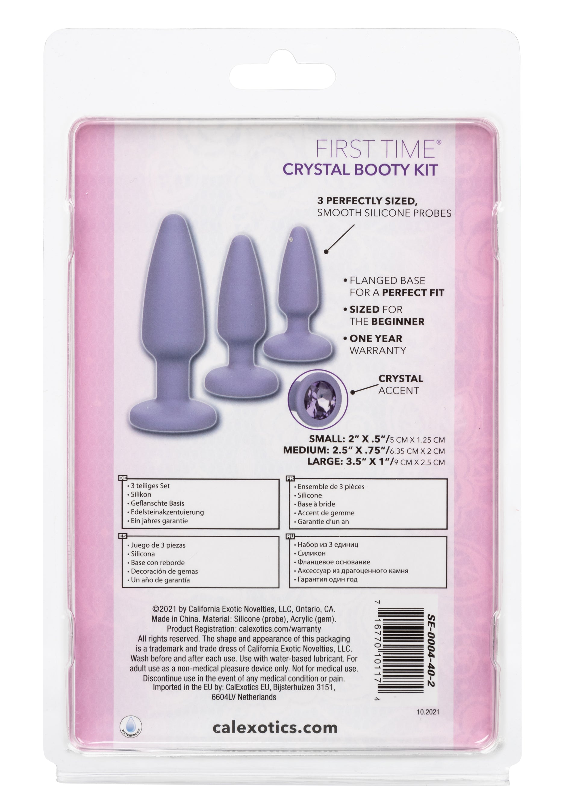 CalExotics First Time Crystal Booty Kit – Graduated Anal Plugs – Purple