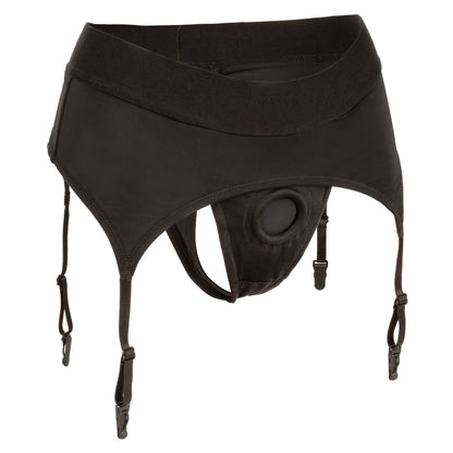 CalExotics Boundless Thong with Garter - Harness Design - Black