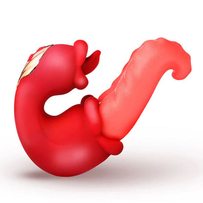 Lickgasm Lick Lasher Licking Vibrator - Dual Action Clit and G-Spot Stimulation - Red