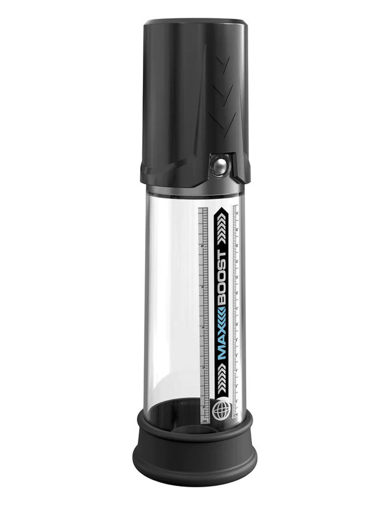 Pipedream Max Boost Penis Pump - Black/Clear - Manual Piston Action