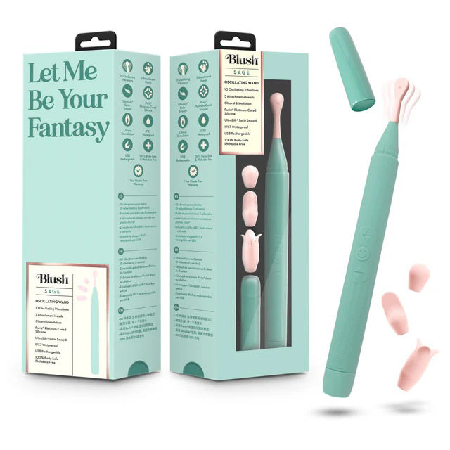 Blush Sage Oscillating Wand – Green – 10 Vibration Modes