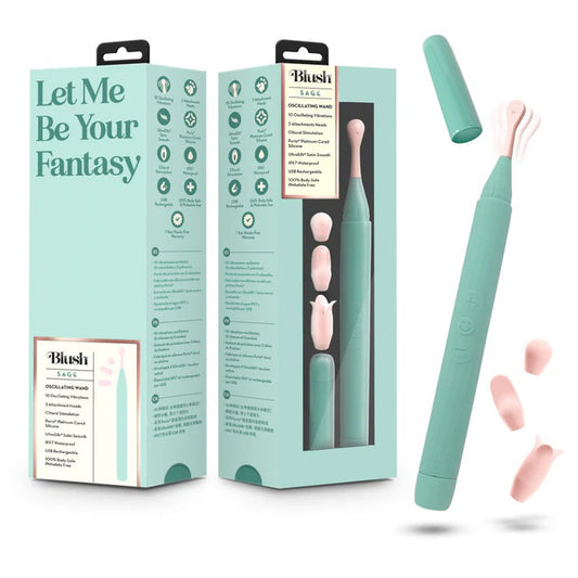Blush Sage Oscillating Wand – Green – 10 Vibration Modes