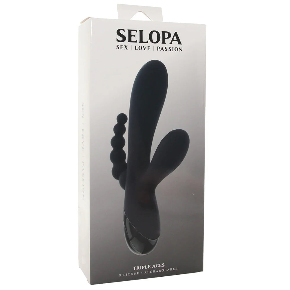 Evolved Novelties Triple Aces Vibrator with Tapping Stimulator and Anal Beads – Black