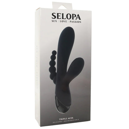 Evolved Novelties Triple Aces Vibrator with Tapping Stimulator and Anal Beads – Black
