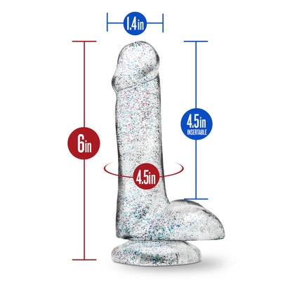 Blush Naturally Yours 6 Inch Glitter Dong - Flexible Suction Cup Toy - Sparkling Clear