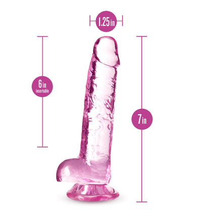 Blush Naturally Yours 7 Inch Crystalline Dildo with Suction Cup Base - Pink