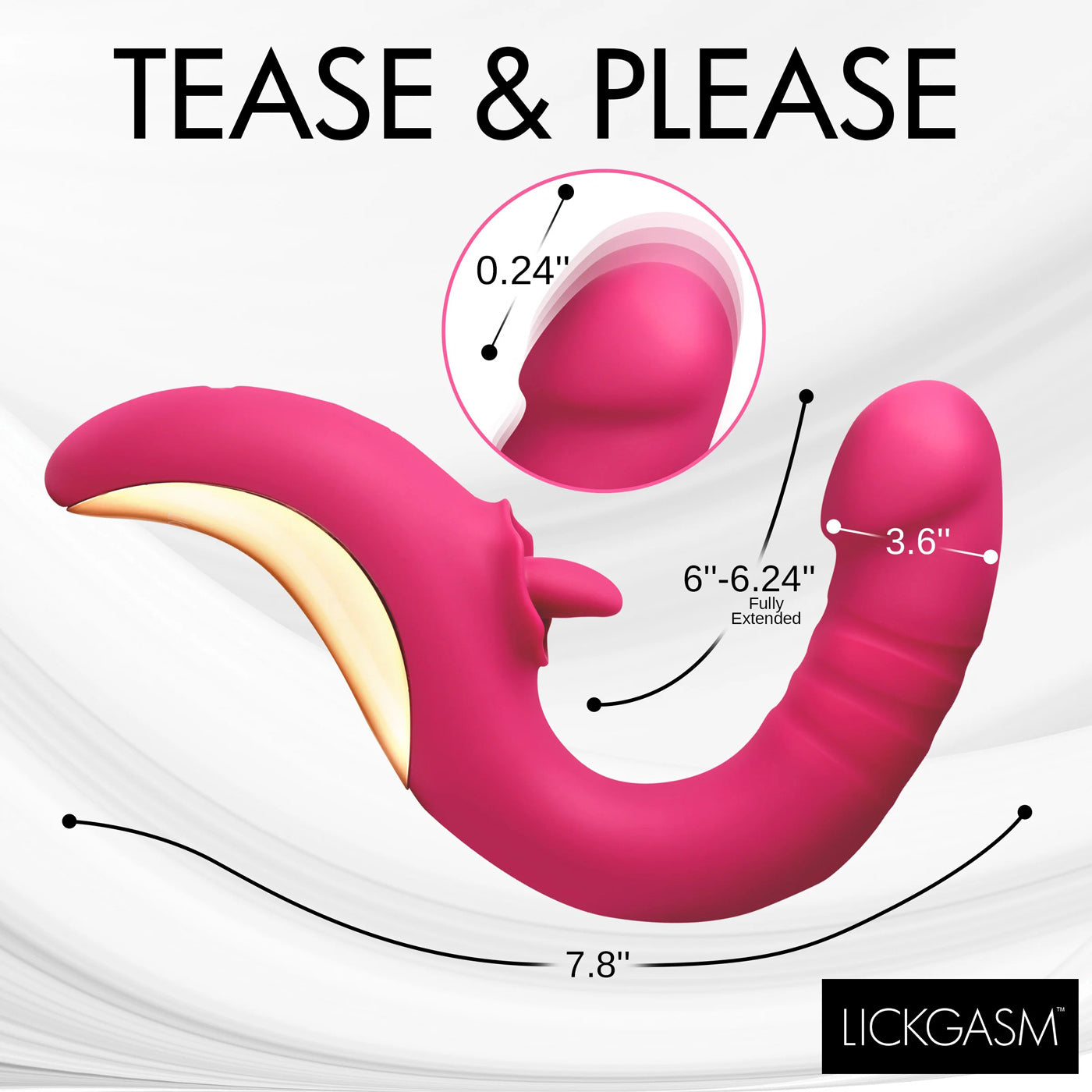 Tease and Please Thrusting and Licking Vibrator – Fuchsia