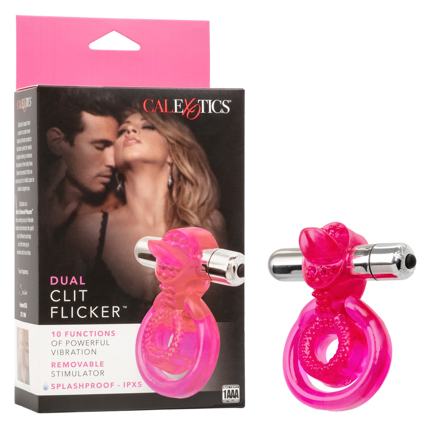 CalExotics Dual Clit Flicker Vibrating Ring with Removable Stimulator – Pink