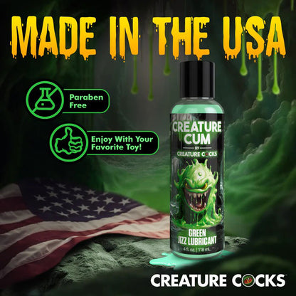 XR Brands Creature Cum Green Water-Based Lubricant 4oz – Body-Safe, Unscented