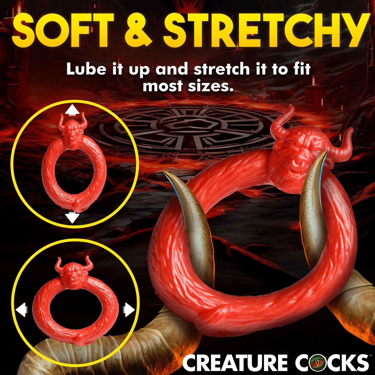 Beast Mode Silicone Cock Ring - Red - Phthalate Free