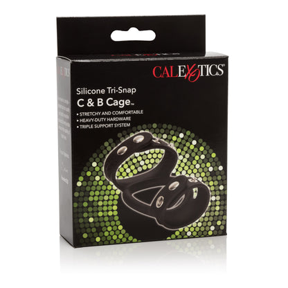 CalExotics Silicone Tri-Snap C & B Cage – Adjustable Black Silicone Enhancement Device