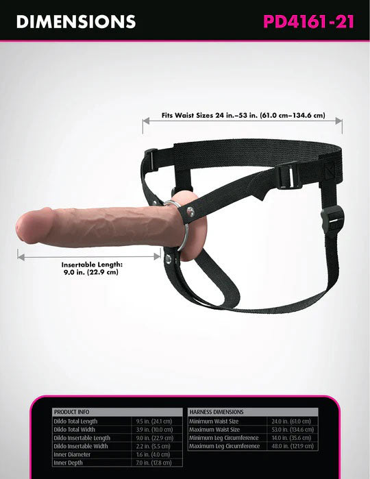 Pipedream Fantasy X-Tensions Elite 9" Silicone Hollow Strap-On - Beige