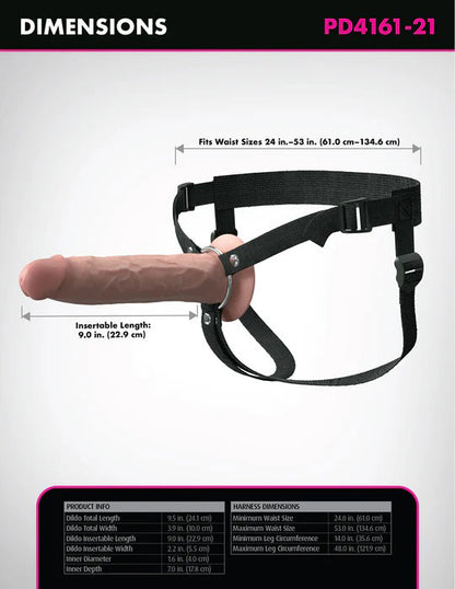Pipedream Fantasy X-Tensions Elite 9" Silicone Hollow Strap-On - Beige