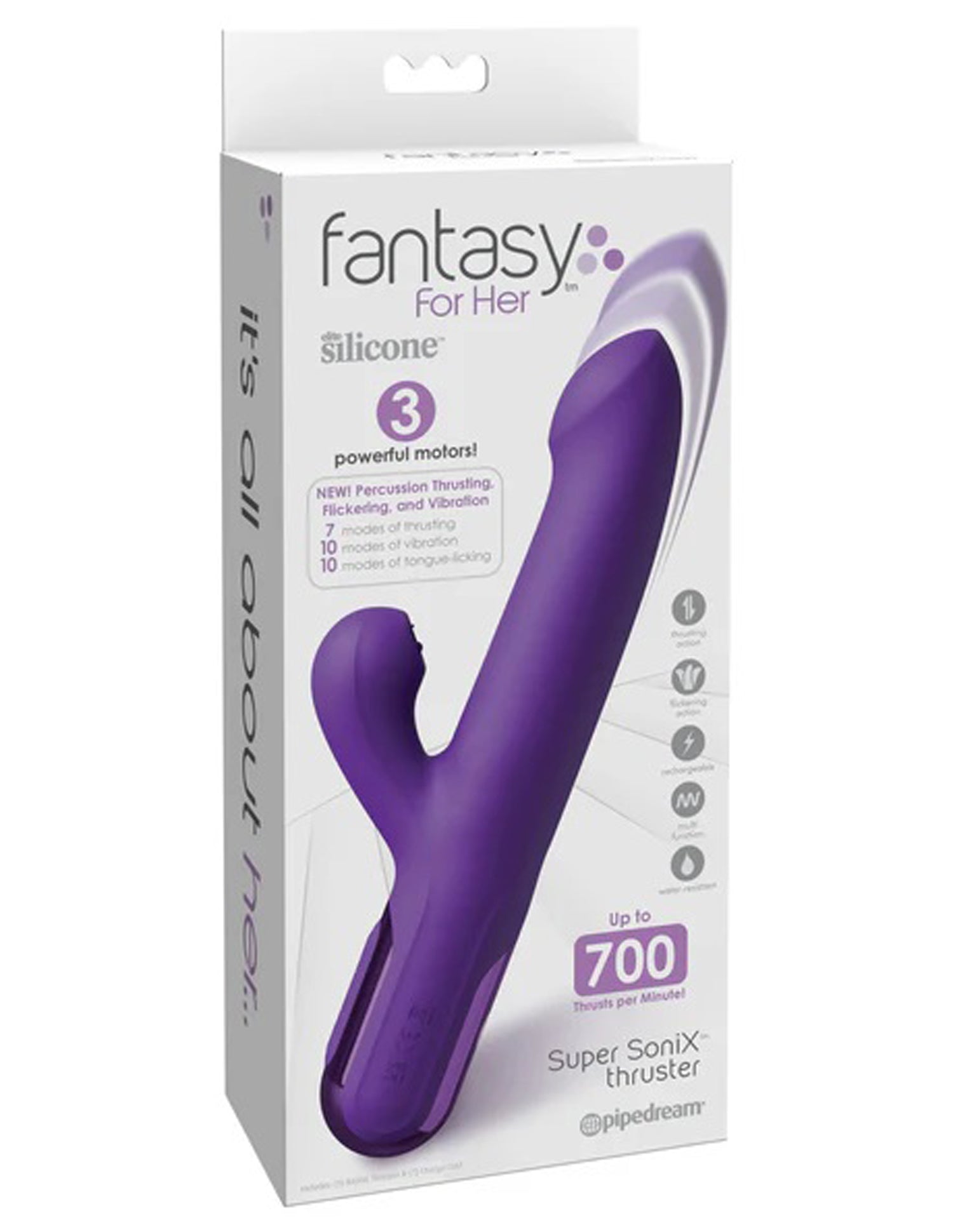 Fantasy for Her Super Sonix Thruster - Multi-Function Rabbit Massager - Purple