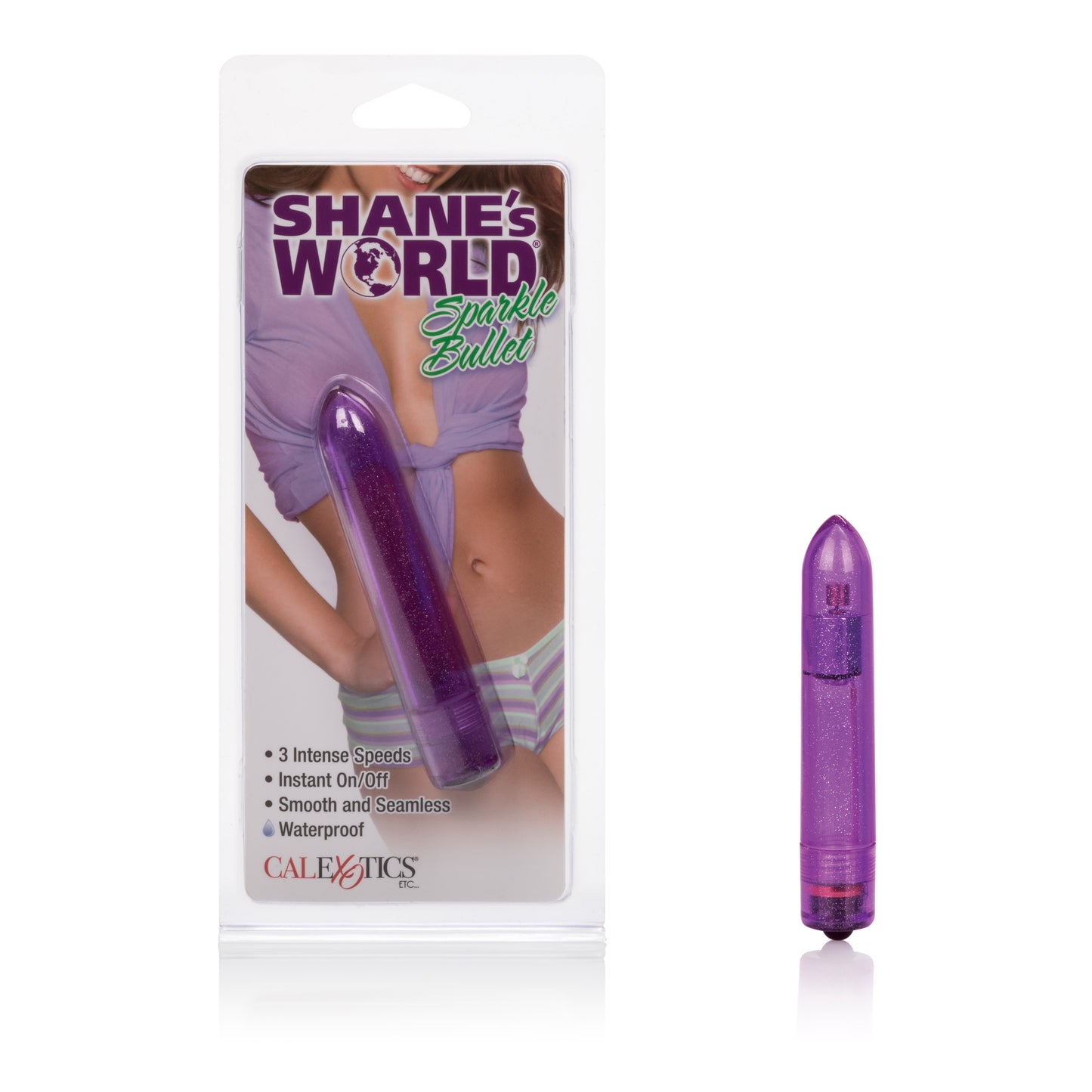 CalExotics Shane's World Sparkle Bullet – Purple – 3-Speed Waterproof Vibrator