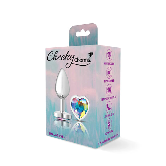 Cheeky Charms Clear Iridescent Heart Gem Small Metal Anal Plug