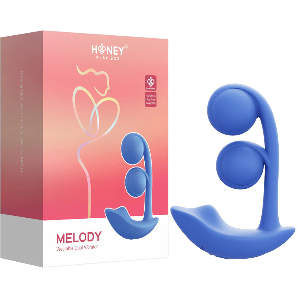 Honey Play Box Melody Wearable Dual Vibrator - Blue - Waterproof with App Control