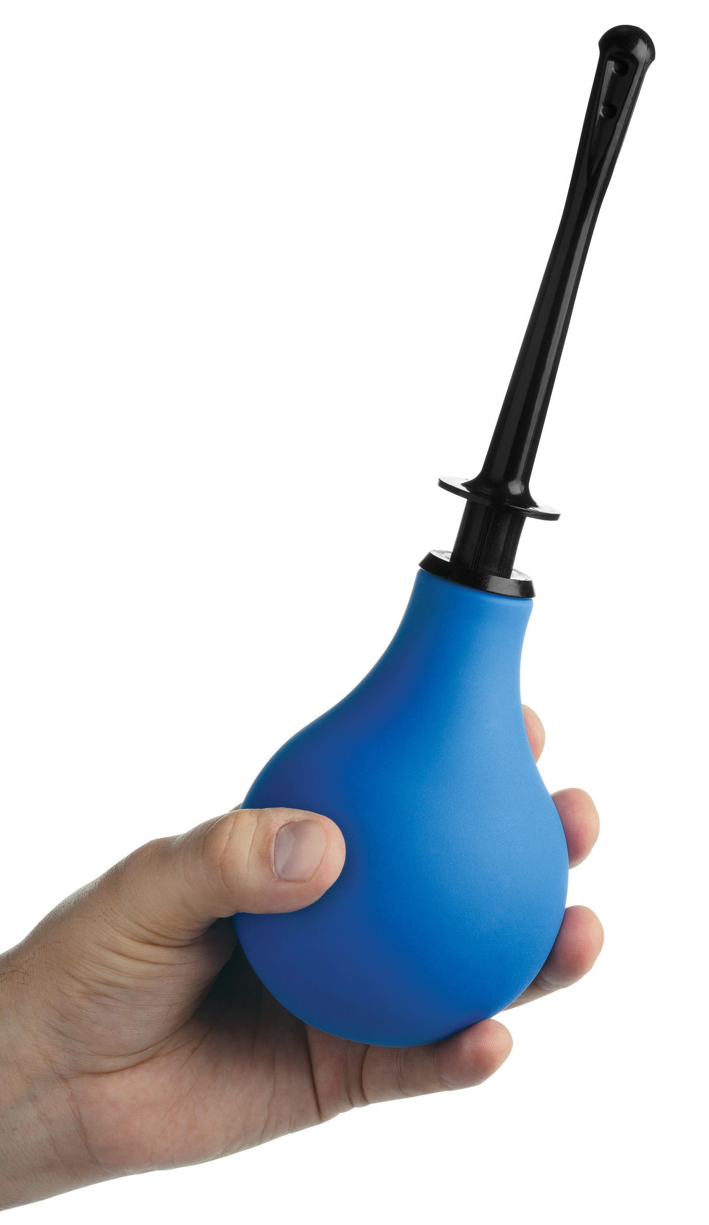 XR Brands Premium One-Way Valve Anal Douche Set with Three Nozzles - Blue