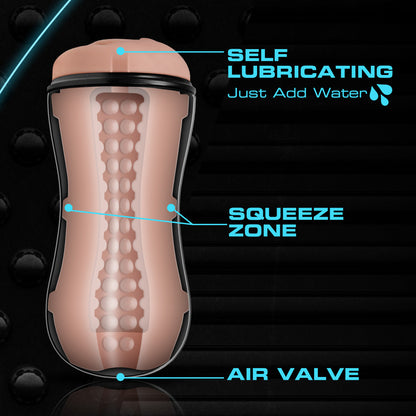 M for Men Soft & Wet Self-Lubricating Stroker Cup with Pleasure Orbs - Beige