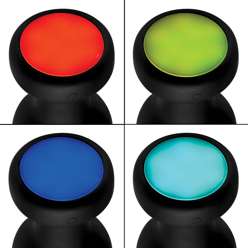 XR Brands 7x Light Up Rechargeable Anal Plug – Black – 7 Vibration Modes