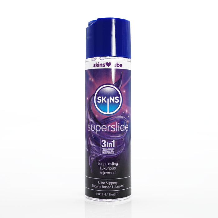 Skins Superslide Silicone Based Lubricant 4.4oz – Ultra Long Lasting, Waterproof, Clear