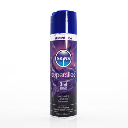 Skins Superslide Silicone Based Lubricant 4.4oz – Ultra Long Lasting, Waterproof, Clear